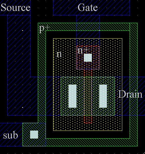 Picture of single transistor layout